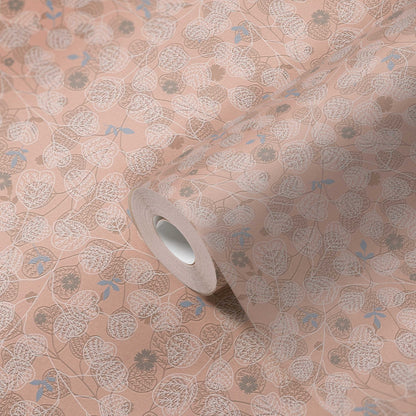 Leafy Heart - Wallpaper - Pink
