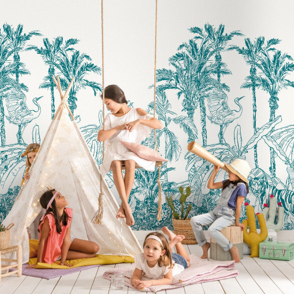 Panoramique La Jungle Enchantee Wallpanel - Bleu