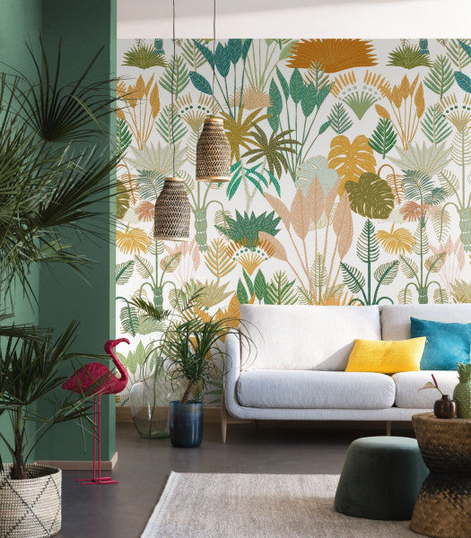 Panoramique Manille Wallpanel - Vert Jaune Fond Blanc