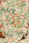 Birds Sing and Flowers Bloom Wallpaper - Beige Gold