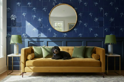 Cyanotype Floral - Prussian Blue - Custom Sized Wallpaper Mural (per m2)