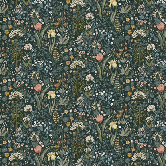 Bloomsterhav Wallpaper - Ink/Blue