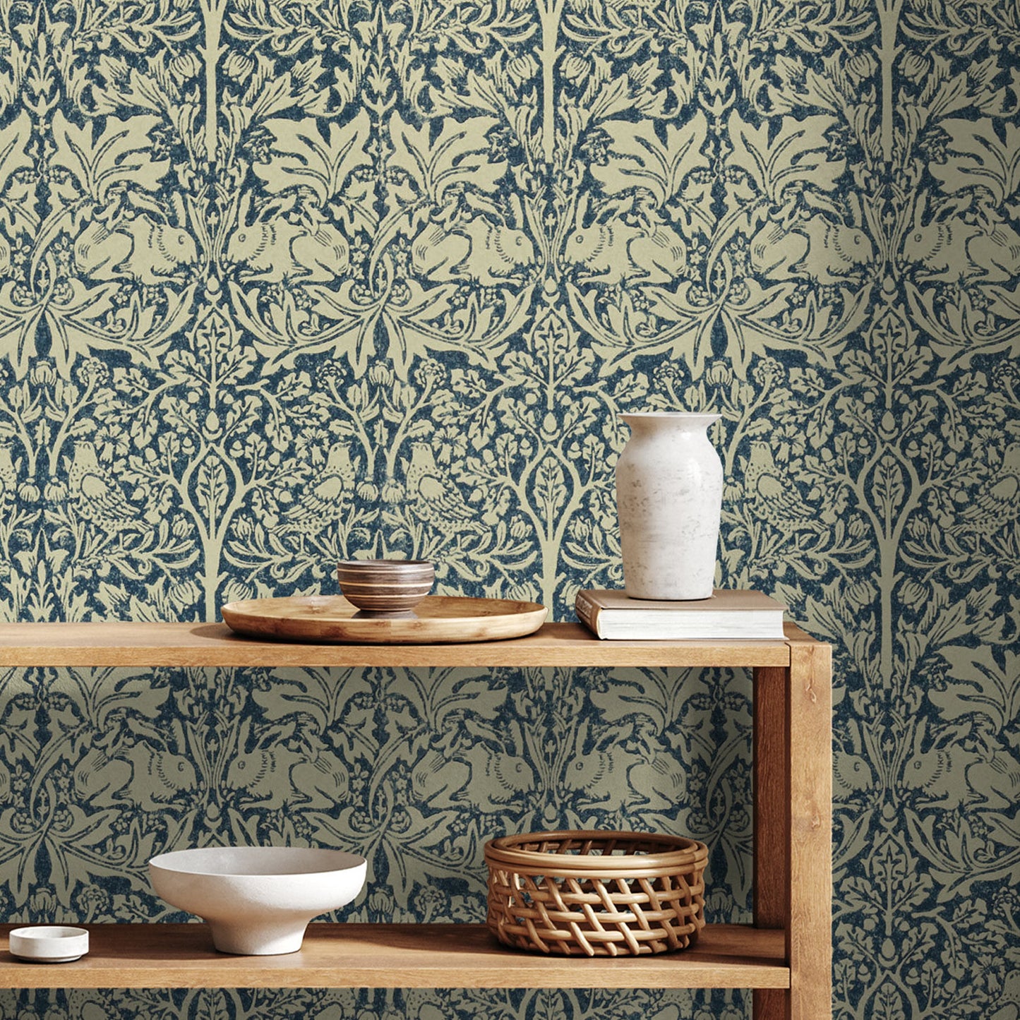 Brer Rabbit by Morris Wallpaper - Blue/Neutral