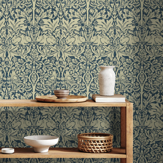 Brer Rabbit by Morris Wallpaper - Blue/Neutral