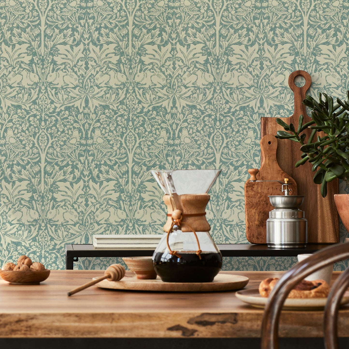 Brer Rabbit by Morris Wallpaper - Slate/Vellum