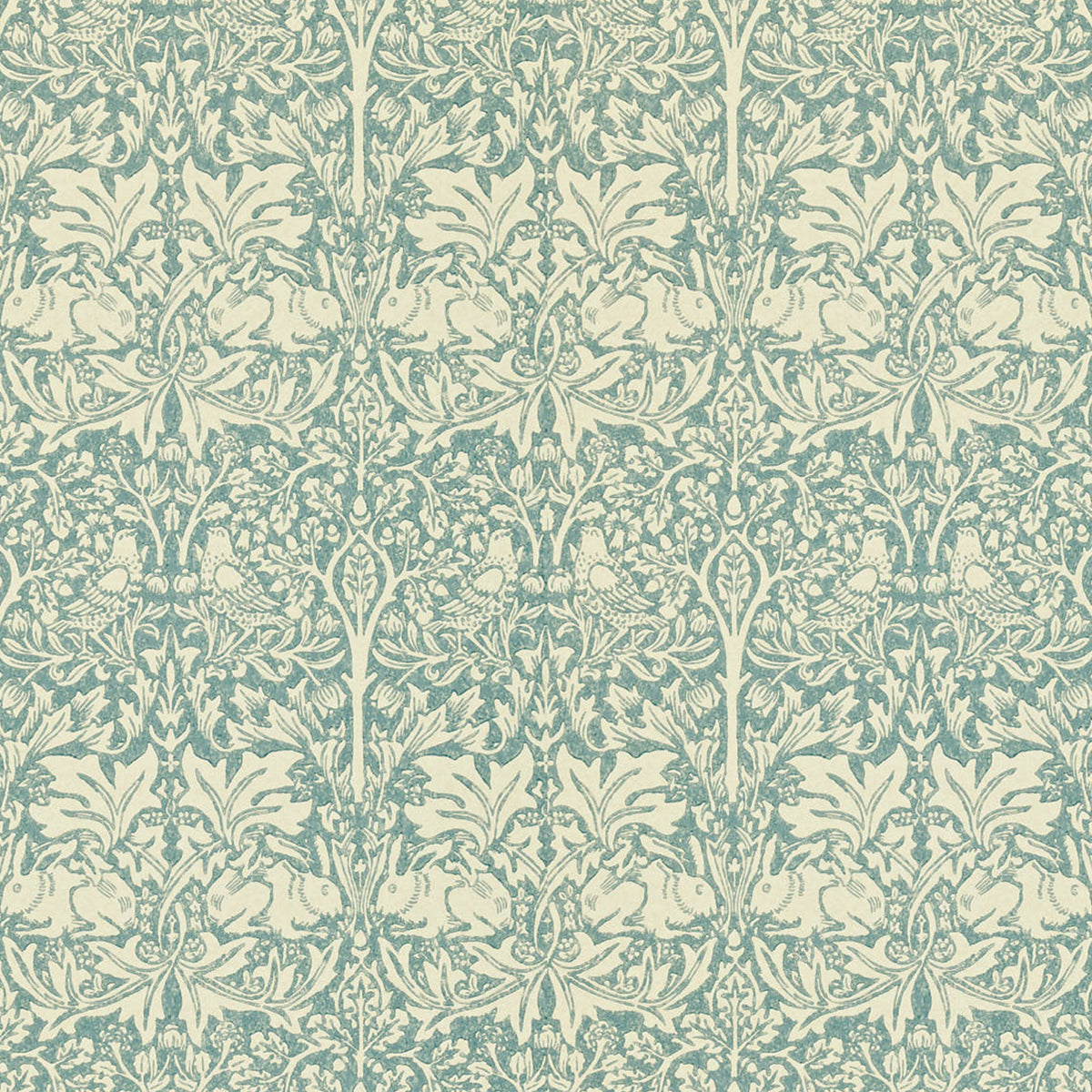Sample - Brer Rabbit by Morris Wallpaper - Slate/Vellum