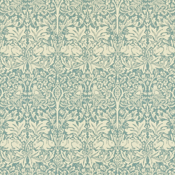 Sample - Brer Rabbit by Morris Wallpaper - Slate/Vellum