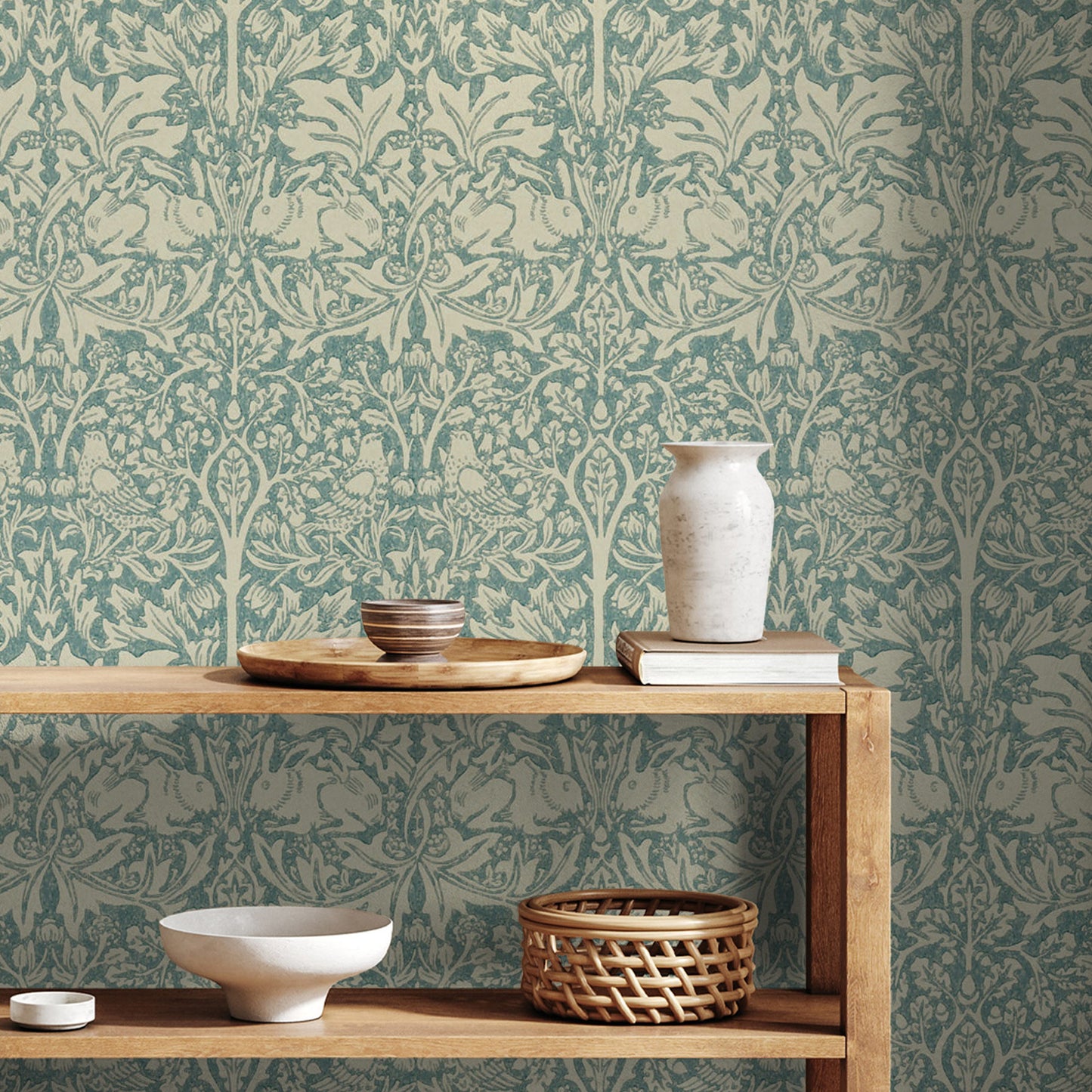 Brer Rabbit by Morris Wallpaper - Slate/Vellum