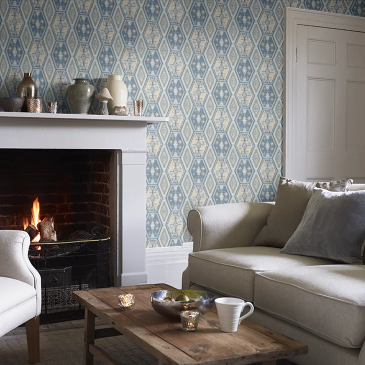 Mulberry Home Buckland Wallpaper - Blue