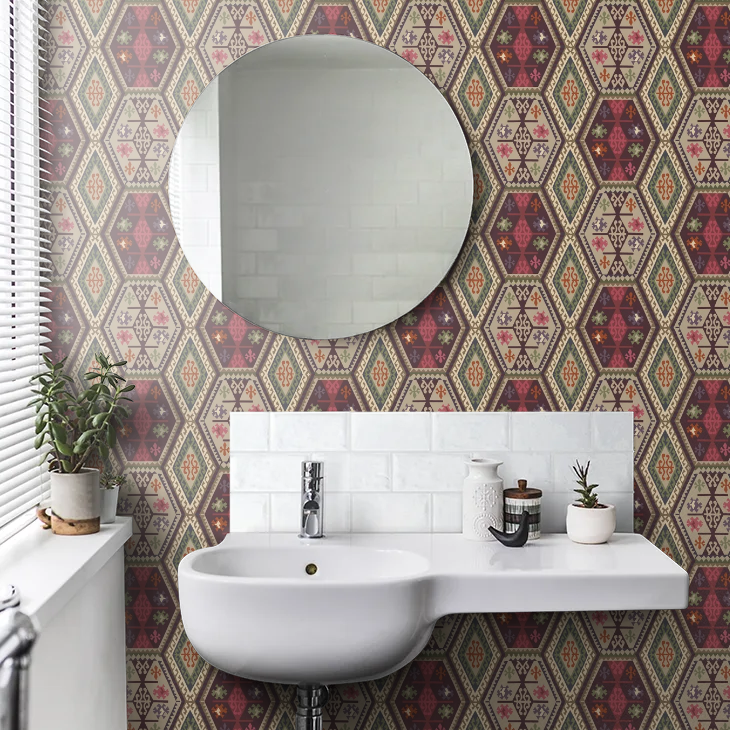Mulberry Home Buckland Wallpaper - Red/Plum