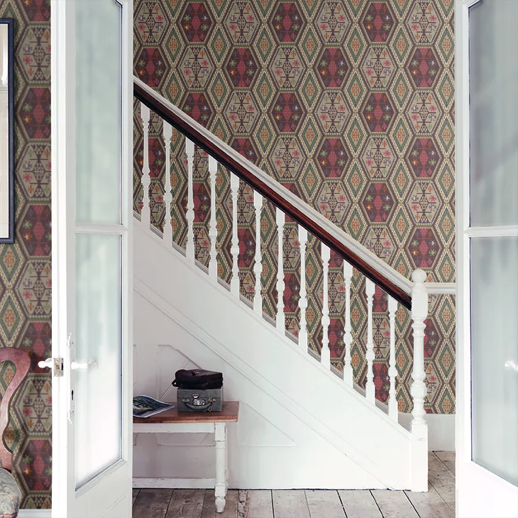 Mulberry Home Buckland Wallpaper - Red/Plum