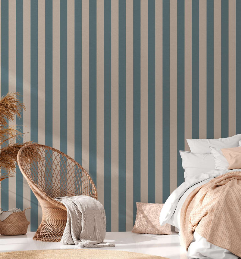 Bold Bands - Stripe Wallpaper - Blue