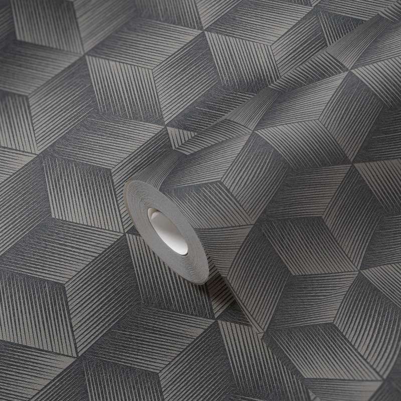 Modern Cubes - Geometric Wallpaper - Granite