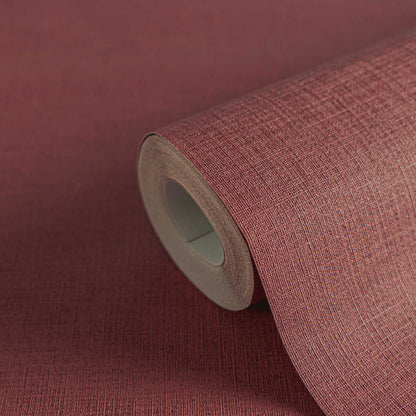 Retro Plain Chic Vinyl Wallpaper – Burgundy