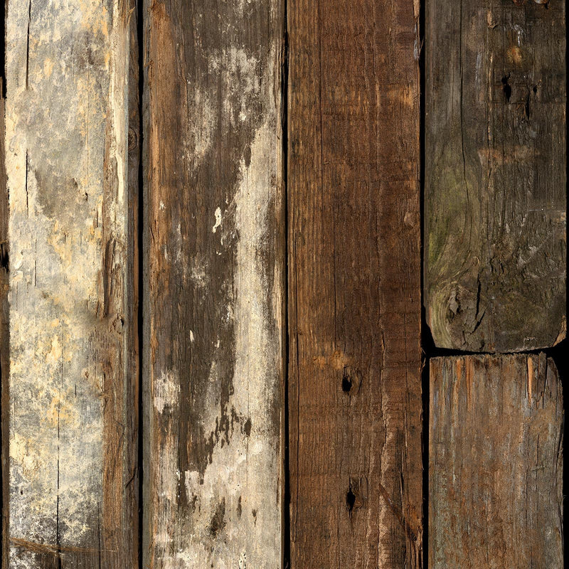 Piet Hein Eek 'Scrapwood Series' Wallpaper - White/Brown Beams Scrapwood - PHE13
