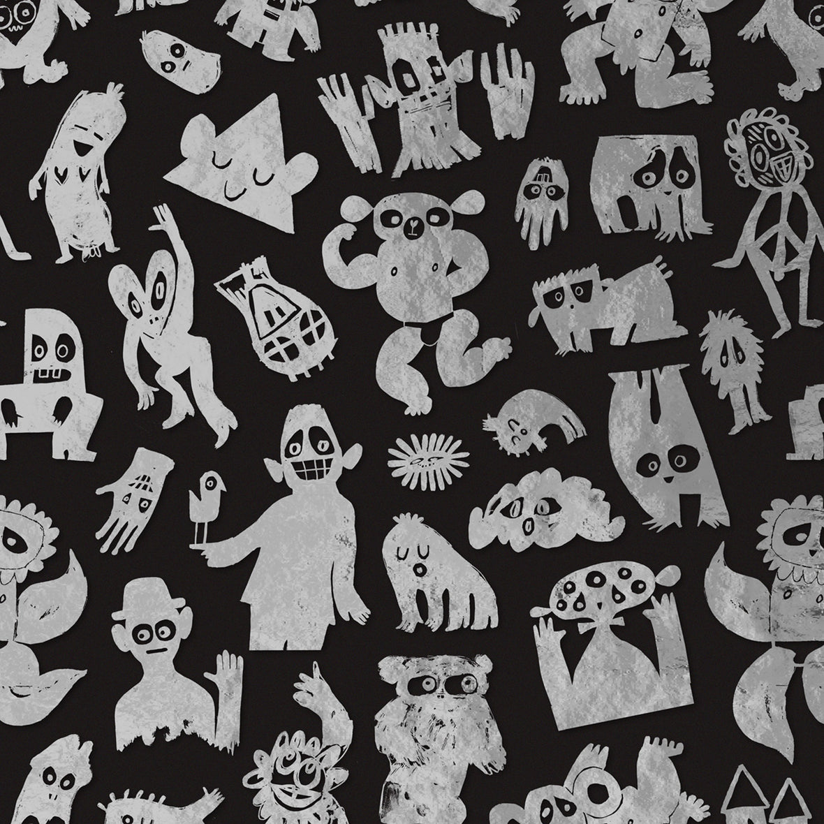 Love Machine 'Foil Print' by Bas Kosters Wallpaper - Silver on Black