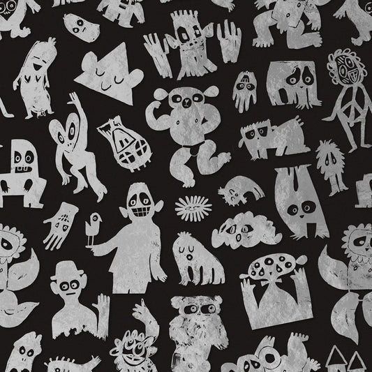 Love Machine 'Foil Print' by Bas Kosters Wallpaper - Silver on Black