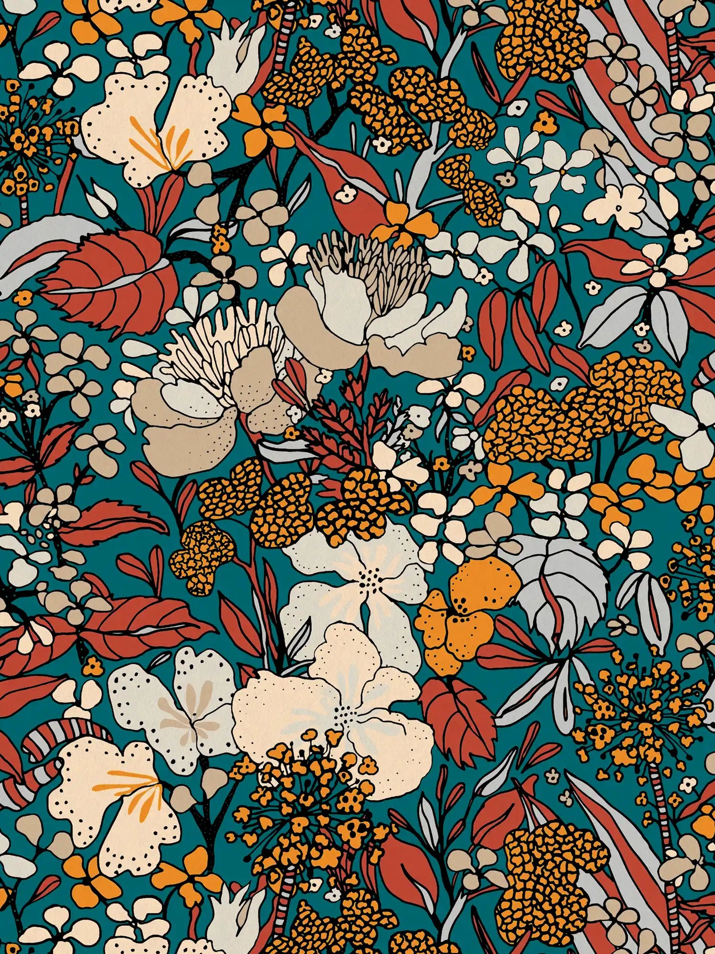 Sample - Floral Impression Wallpaper - Autumn