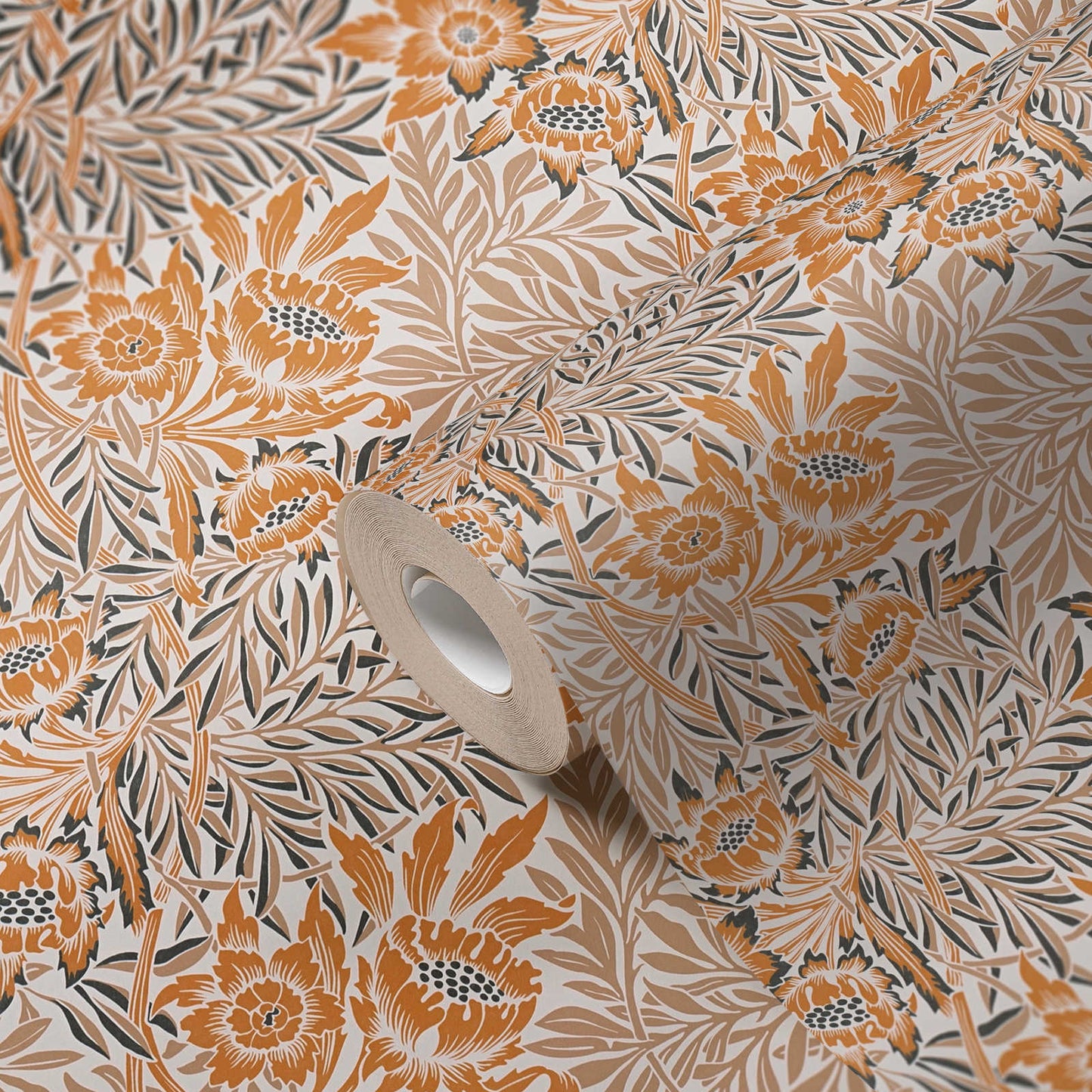Baroque Floral Wallpaper - Orange