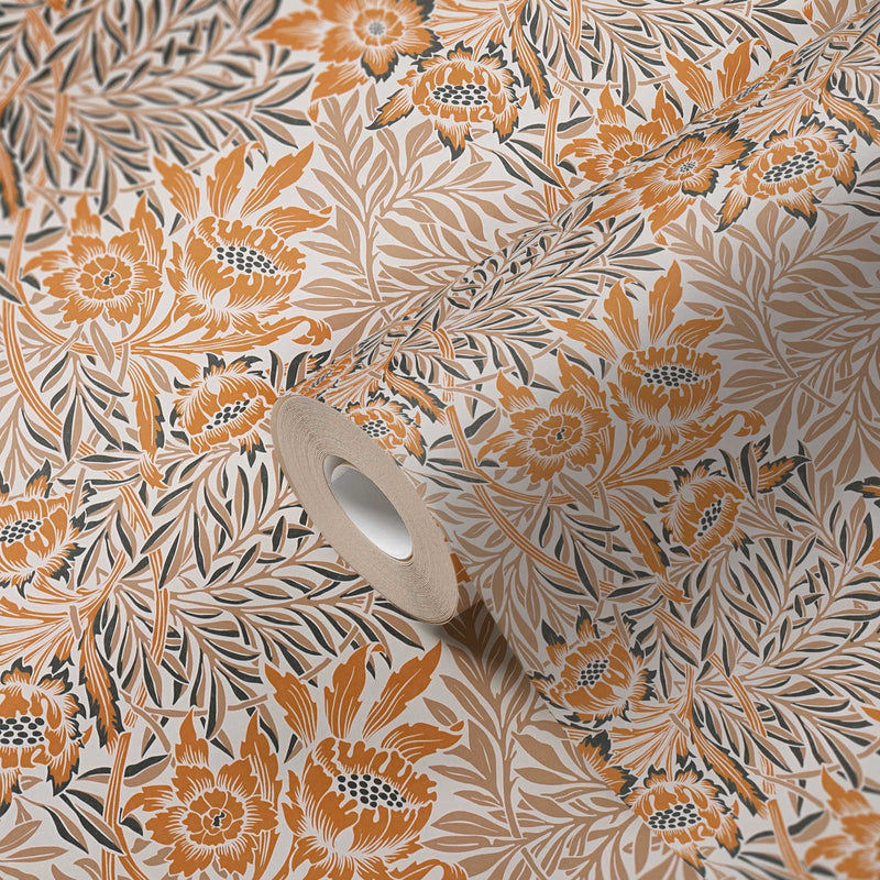 Baroque Floral Wallpaper - Orange