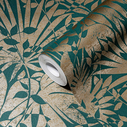 Subtle Leaf Wallpaper - Green/Copper - Last Roll