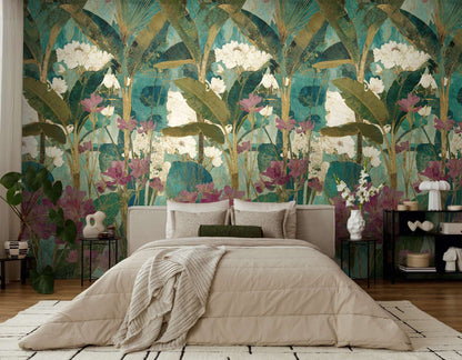 The Wall 4 - Hybrid Wallpaper Mural - Painterly Tropics