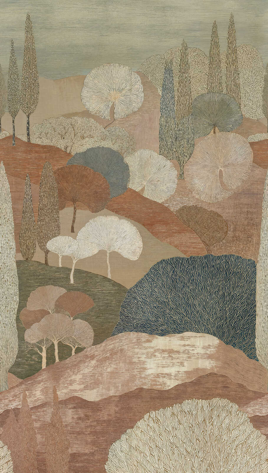 The Wall 4 - Hybrid Wallpaper Mural - Abstract Trees
