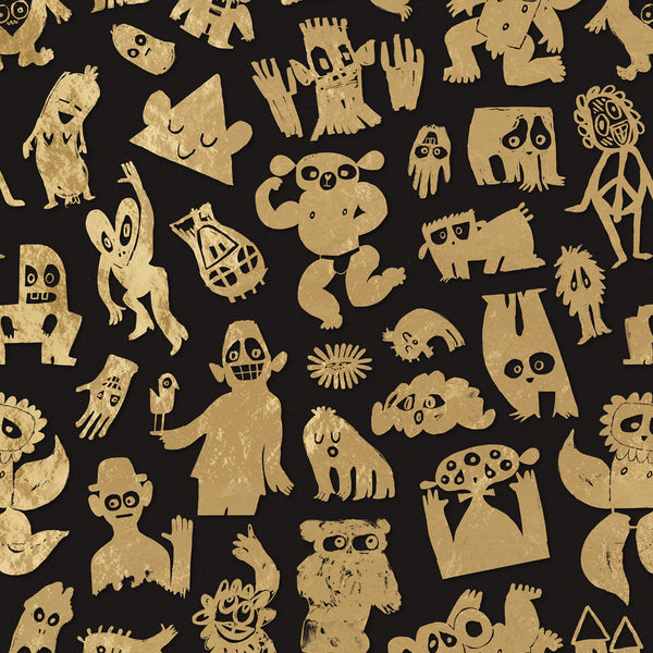 Sample - Love Machine 'Foil Print' by Bas Kosters Wallpaper - Gold on Black