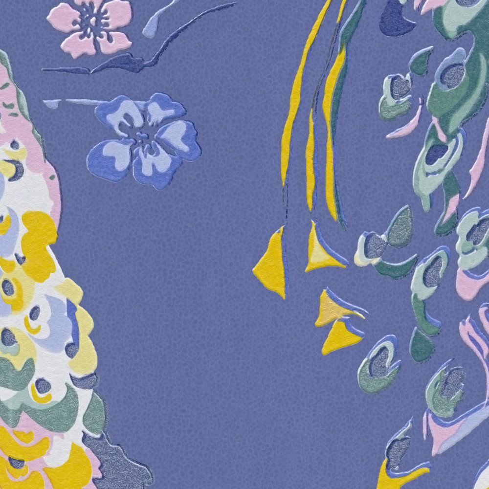 Majestic Peacock & Blossom Wallpaper - House of Turnowsky - Blue