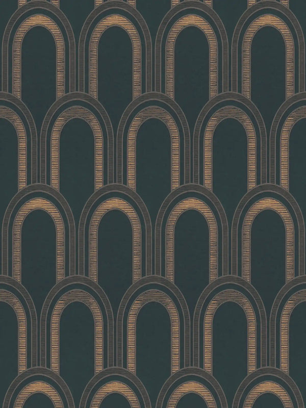 Sample - Metallic Arches Wallpaper - Black