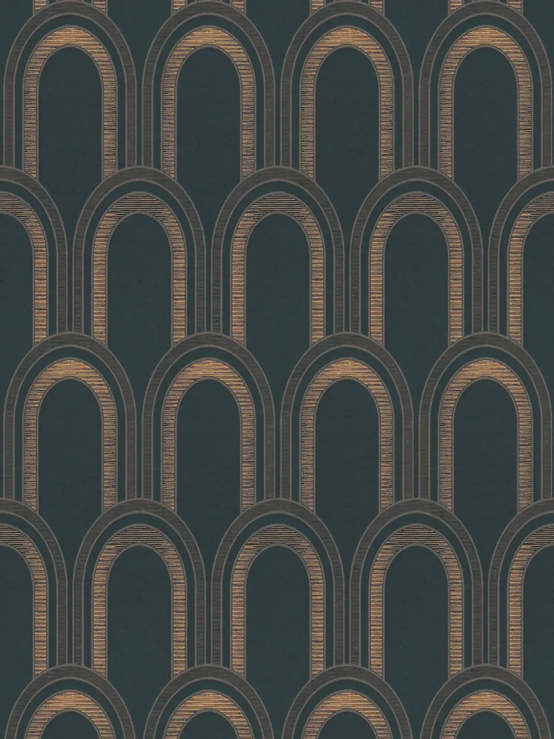 Sample - Metallic Arches Wallpaper - Black