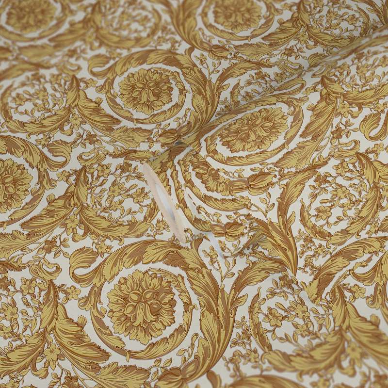 Versace Floral Garland Wallpaper - Gold/Beige