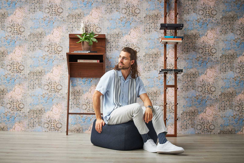 Barcelona Mosaic Wallpaper - Beige- Brown Blue