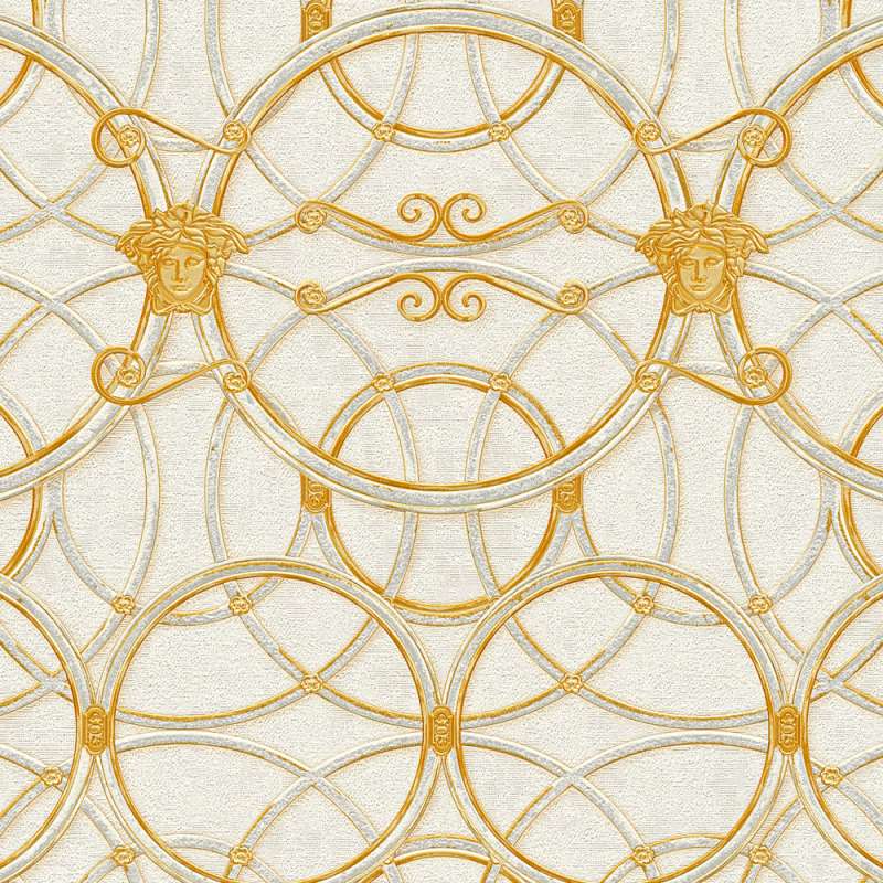 Sample - Versace Chain Wallpaper - Gold/Creme/White