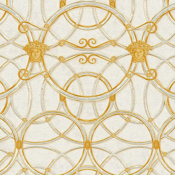 Sample - Versace Chain Wallpaper - Gold/Creme/White