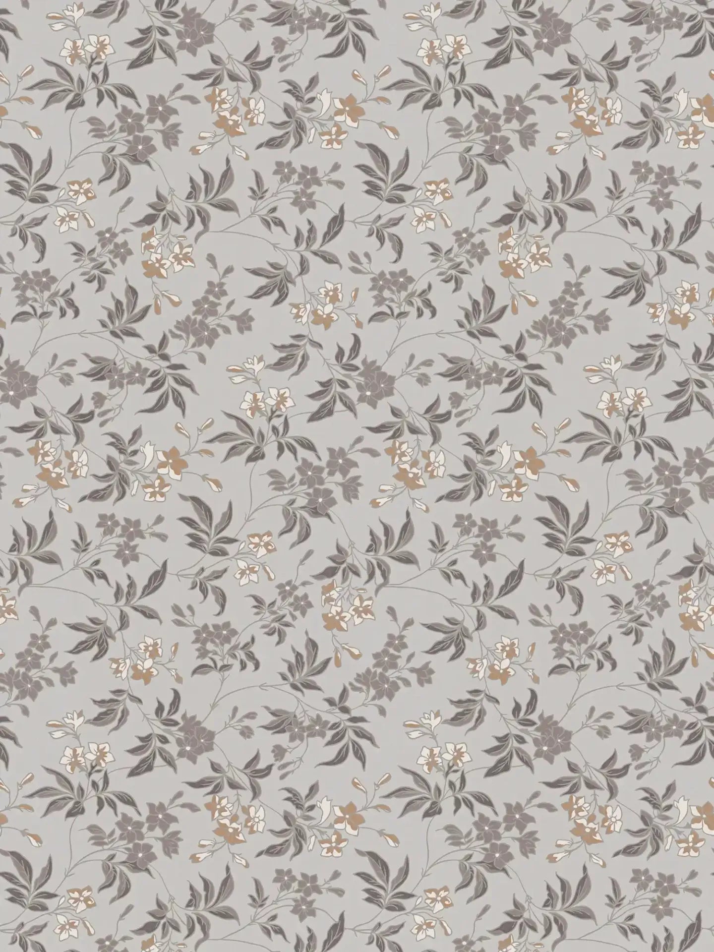 Jasmin - Floral Wallpaper - Grey