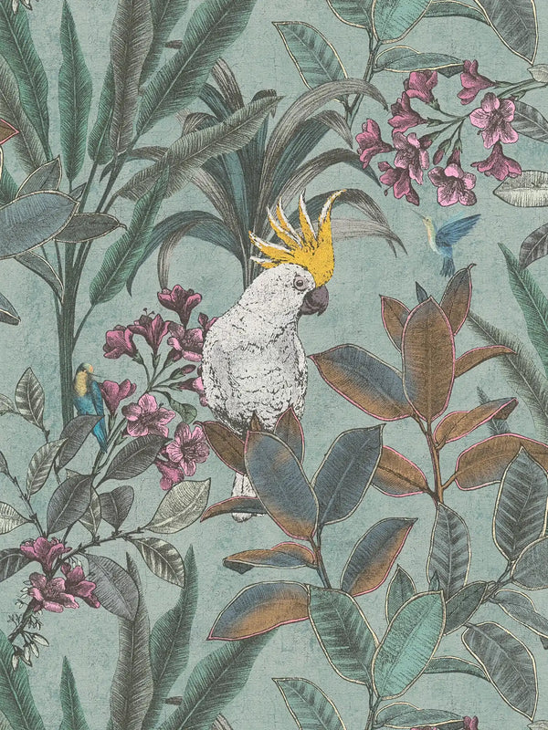 Sample - Cockatoo Jungle Wallpaper - Green