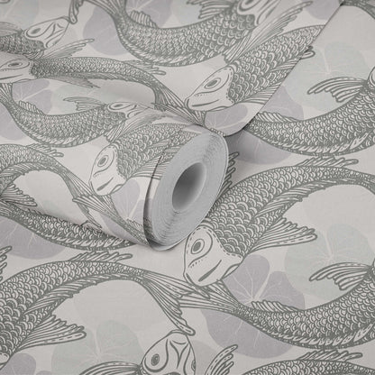 Tokyo Fish Bowl Vinyl Wallpaper - Dark Grey - Discontinuing