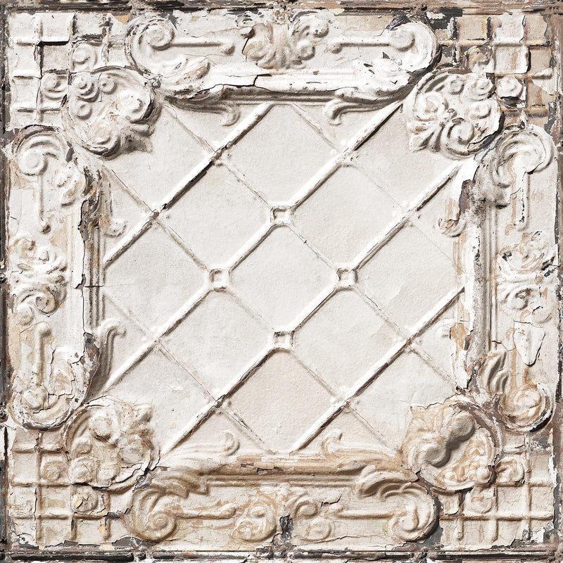 Sample - Brooklyn Tin Tiles Wallpaper- White 09