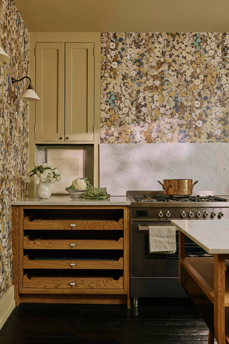 Hollyhocks Hybrid Wallpaper Mural - House of Hackney