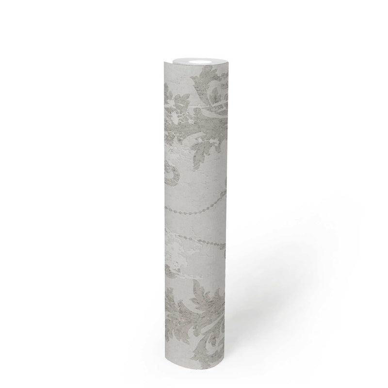 Old World Plaster Wallpaper - Grey Metallic