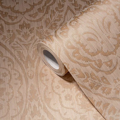 Textured Damask Textured Wallpaper - Beige/Cream