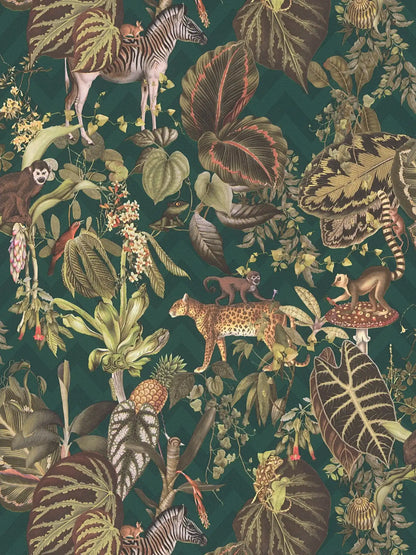 Living Jungle Chevron Wallpaper - Green