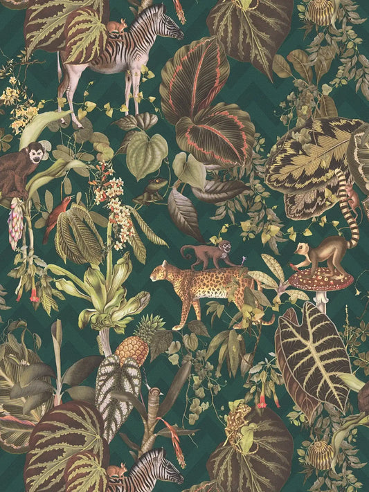 Living Jungle Chevron Wallpaper - Green
