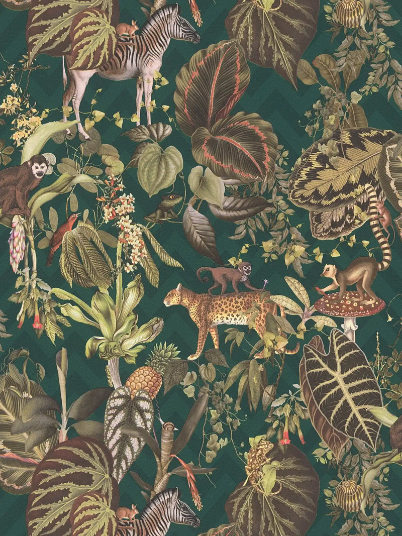 Sample - Living Jungle Chevron Wallpaper - Green