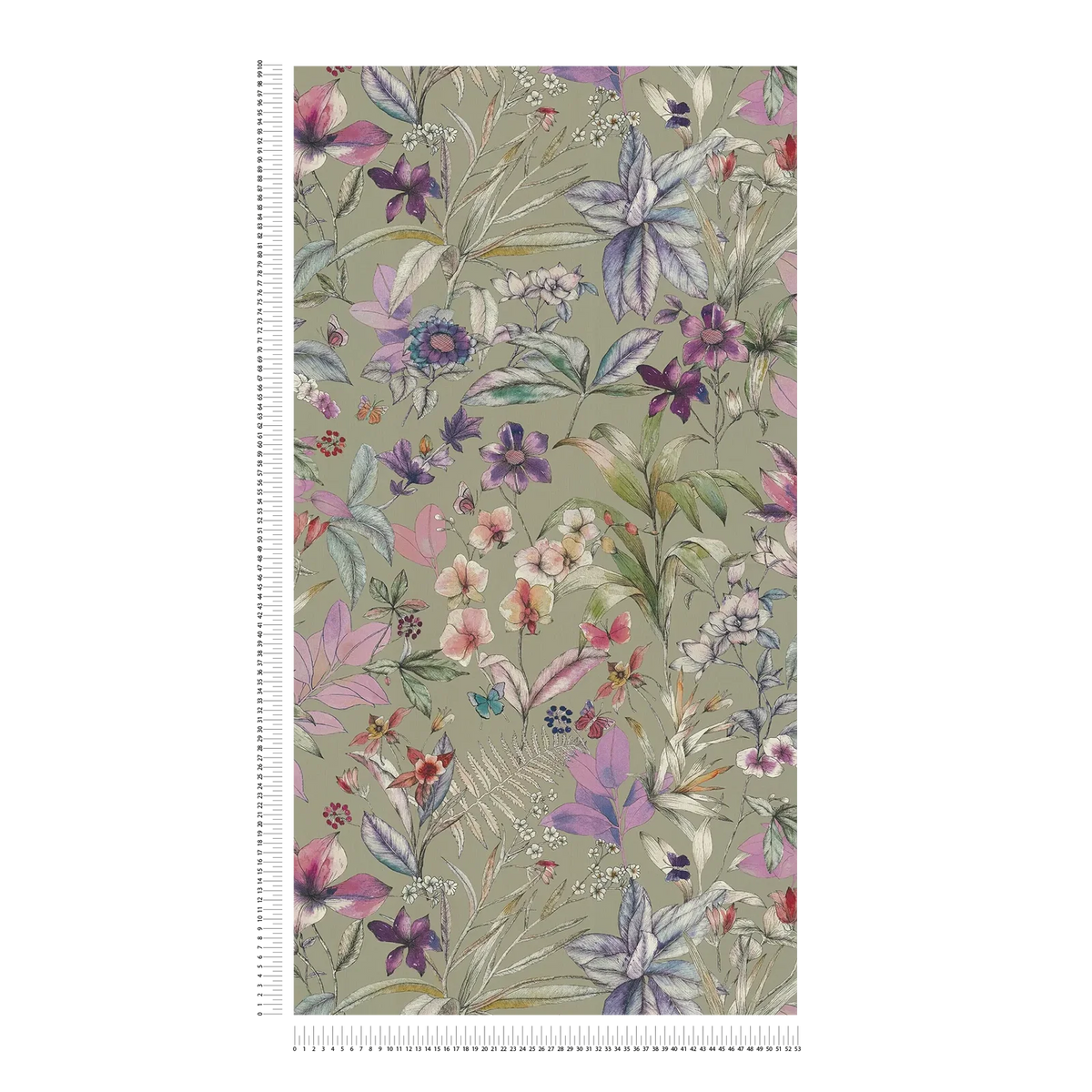 Papillon Floral Butterfly Vinyl Wallpaper – Sage