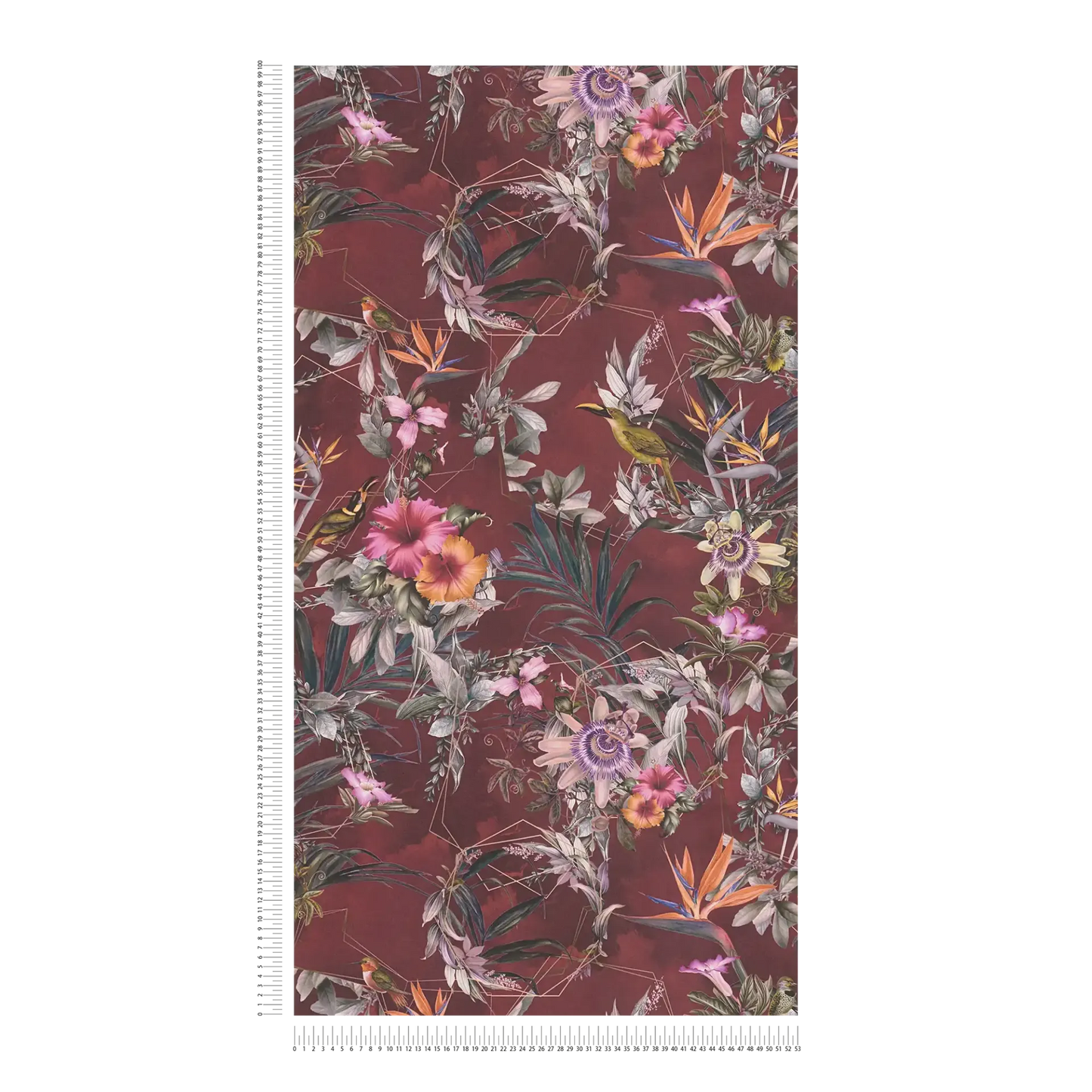 Hibiscus Haven – Crane & Bloom Wallpaper – Maroon