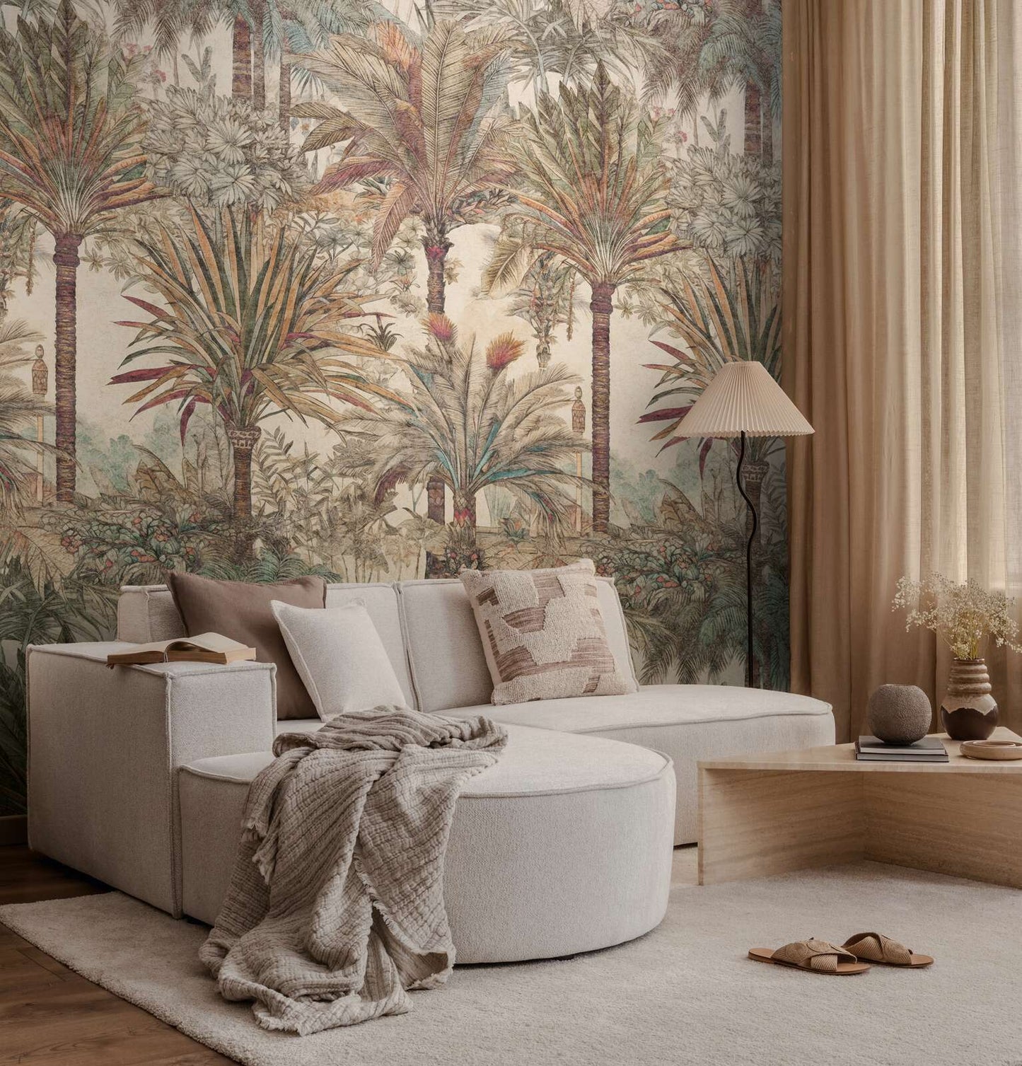 The Wall 4 - Hybrid Wallpaper Mural - Subtle Palms