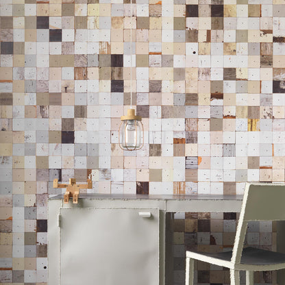 Coloured Mosaic Squares by Piet Hein Eek Wallpaper - Multiple Muted Colours