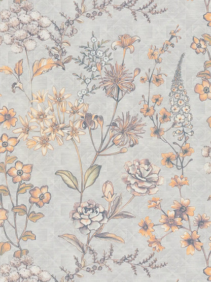 Stockholm Floral Wallpaper - Grey Orange